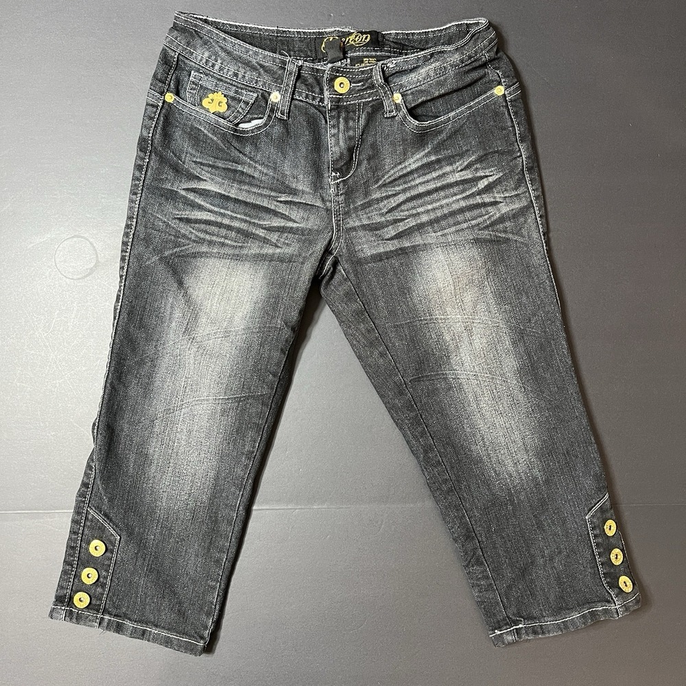 Vintage House Of Dereon Capri Jeans Women's 5/6 Embroidered Logo Y2K Grunge